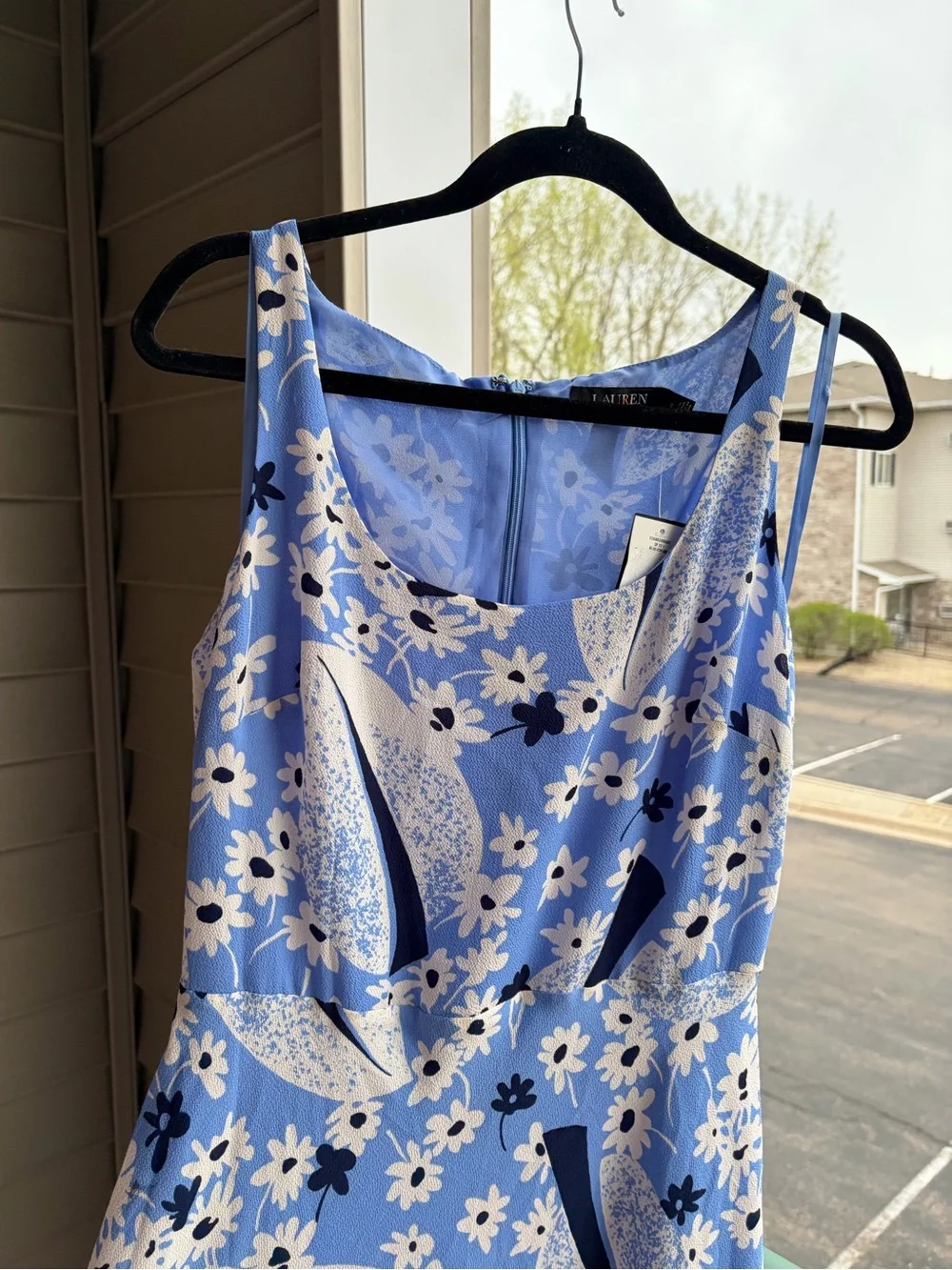 🆕🦋Lauren Ralph Lauren Blue Floral Midi Dress Belted Fit & Flare Summer Size 6 - Picture 9 of 17